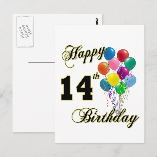 Gelukkige 14e Verjaardagscadeaus en Verjaardagskle Briefkaart (Voorkant / Achterkant)