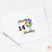 Gelukkige 14e Verjaardagscadeaus en Verjaardagskle Ronde Sticker (Envelop)