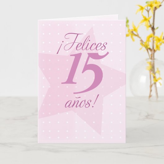 Gelukkige 15de Verjaardag, het Spaans, Kaart (Gele Bloem)