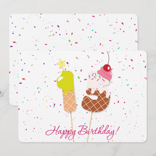 Gelukkige 15e verjaardag feestdagenkaart (Voorkant / Achterkant)