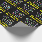 Gelukkige 15e verjaardag, Leuk Kleurrijk Sterren P Cadeaupapier (Hoek)