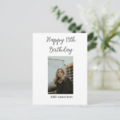 Gelukkige 15e verjaardag naam foto tekst modern briefkaart (Staand voorkant)