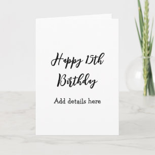 Gelukkige 15e verjaardag naam quinceanera details kaart