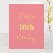 Gelukkige 16e verjaardag Goud Geel Roze Custom Age Kaart (Gele Bloem)