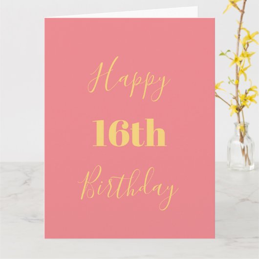 Gelukkige 16e verjaardag Goud Geel Roze Custom Age Kaart (Gele Bloem)