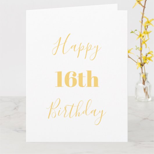 Gelukkige 16e verjaardag Goud Geel Wit Custom Age Kaart (Gele Bloem)