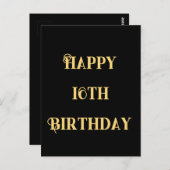 Gelukkige 16e Verjaardag Goud Geel Zestien Custom  Briefkaart (Voorkant / Achterkant)