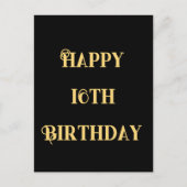 Gelukkige 16e Verjaardag Goud Geel Zestien Custom  Briefkaart (Voorkant)