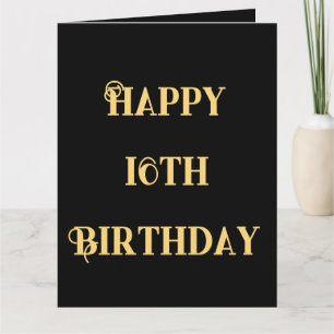 Gelukkige 16e Verjaardag Goud Geel Zestien Custom  Kaart