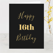 Gelukkige 16e verjaardag Goud Geel Zwart Custom Ag Kaart (Gele Bloem)