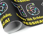 Gelukkige 16e verjaardag, Leuk Kleurrijk Sterren P Cadeaupapier (Rol Hoek)