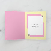 Gelukkige 16e verjaardag naam roze geel kaart (Binnen)