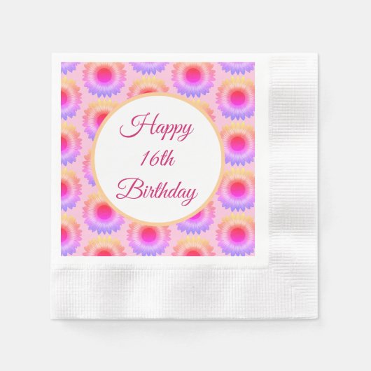 Gelukkige 16e Verjaardag Papier servet (Voorkant)