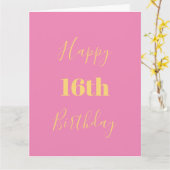 Gelukkige 16e verjaardag Roze Goud Geel Custom Age Kaart (Gele Bloem)