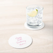 Gelukkige 16e verjaardag roze wit zestiende 2024 ronde kartonnen onderzetter (Insitu)