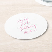 Gelukkige 16e verjaardag roze wit zestiende 2024 ronde kartonnen onderzetter (Gebogen)