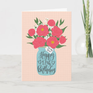 Gelukkige 17e verjaardag nichtje w / Mason Jar of  Kaart