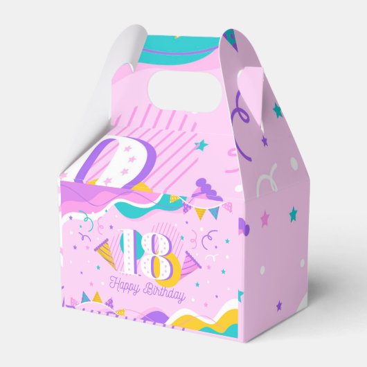 Gelukkige 18e verjaardag. bedankdoosjes (Voorkant Zijde)