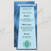 Gelukkige 18e Verjaardag Blauwgroen Blue Glitter F Menu (Voorkant / Achterkant)