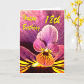 Gelukkige 18e verjaardag Bloem Pansy Kaart (Gele Bloem)