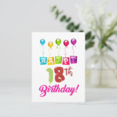 Gelukkige 18e verjaardag briefkaart (Staand voorkant)