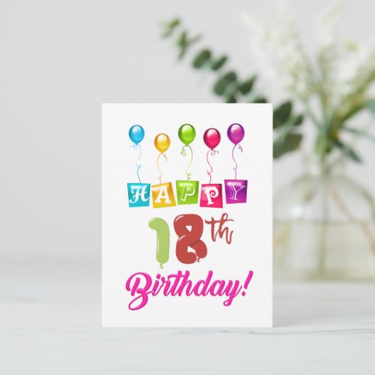 Gelukkige 18e verjaardag briefkaart (Staand voorkant)