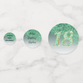 Gelukkige 18e verjaardag Chic Falling Green Glitte Confetti (Achterkanten)
