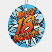 GELUKKIGE 18E VERJAARDAG Foto Fun Retro Stripboek Keramisch Ornament (Links)