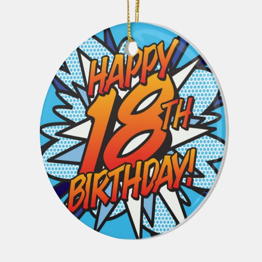 GELUKKIGE 18E VERJAARDAG Foto Fun Retro Stripboek Keramisch Ornament (Links)