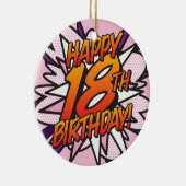 GELUKKIGE 18E VERJAARDAG Foto Fun Retro Stripboek Keramisch Ornament (Rechts)