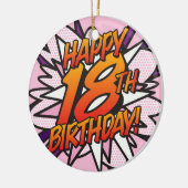 GELUKKIGE 18E VERJAARDAG Foto Fun Retro Stripboek Keramisch Ornament (Links)