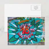 Gelukkige 18e verjaardag Graffiti Briefkaart (Voorkant / Achterkant)