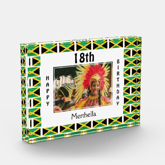 Gelukkige 18e verjaardag JAMAICA FLAG Fotoblokken (Links)
