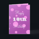Gelukkige 18e verjaardag Kaart voor meisje<br><div class="desc">Deze stijlvolle paarse en roze polka dot kaarten zijn ideaal om te vieren!</div>