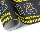 Gelukkige 18e verjaardag, Leuk Kleurrijk Sterren P Cadeaupapier (Rol Hoek)