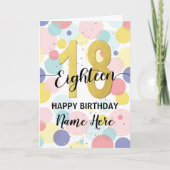 Gelukkige 18e Verjaardag Pastel Regenboog en Goude Kaart (Voorkant)