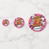 GELUKKIGE 18E VERJAARDAG Pink Fun Retro Stripboek Confetti (Voorkanten)