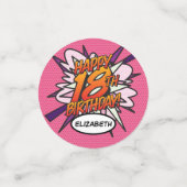 GELUKKIGE 18E VERJAARDAG Pink Fun Retro Stripboek Confetti (Kleine voorkant)