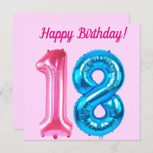 Gelukkige 18e Verjaardag Roze Kaart (Voorkant / Achterkant)