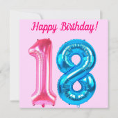 Gelukkige 18e Verjaardag Roze Kaart (Voorkant)