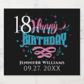 Gelukkige 18e Verjaardag Typografie Sparkling Wijnetiket (Enkel label)