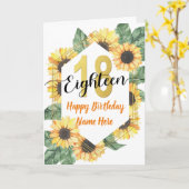 Gelukkige 18e Verjaardag Zonnebloem Groet Kaart (Gele Bloem)