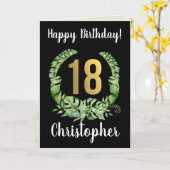 Gelukkige 18e Verjaardag Zoon Moderne Gouden Krans Kaart (Gele Bloem)