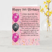 Gelukkige 18e verjaardag - Zuster Gedicht Kaart (Gele Bloem)