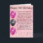 Gelukkige 18e verjaardag - Zuster Gedicht Kaart<br><div class="desc">Een leuk idee voor een zusje met een 18e verjaardag.</div>
