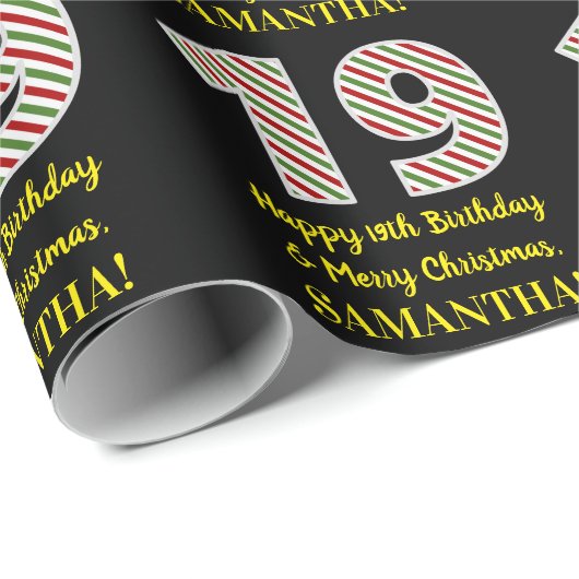 Gelukkige 19de Verjaardag & Vrolijk Kerstmis, Doua Cadeaupapier (Rol Hoek)