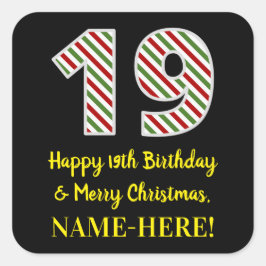 Gelukkige 19de Verjaardag & Vrolijk Kerstmis, Doua Vierkante Sticker