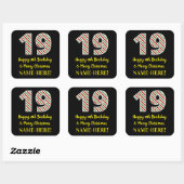Gelukkige 19de Verjaardag & Vrolijk Kerstmis, Doua Vierkante Sticker (Vel)