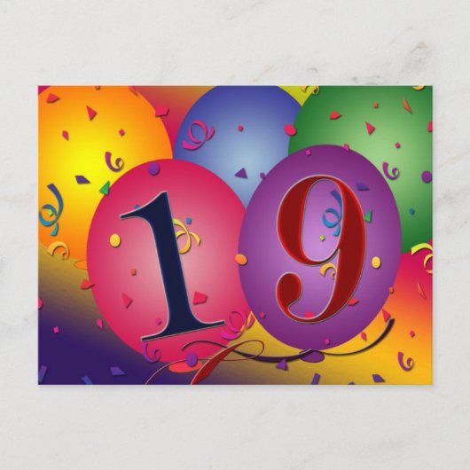Gelukkige 19e verjaardag briefkaart (Voorkant)
