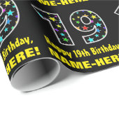 Gelukkige 19e verjaardag, Leuk Kleurrijk Sterren P Cadeaupapier (Rol Hoek)